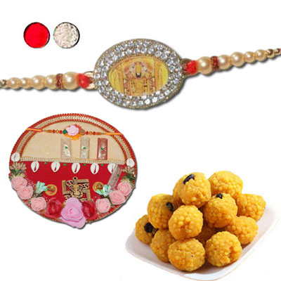 "Rakhi with Pooja Thali - code TH01 - Click here to View more details about this Product